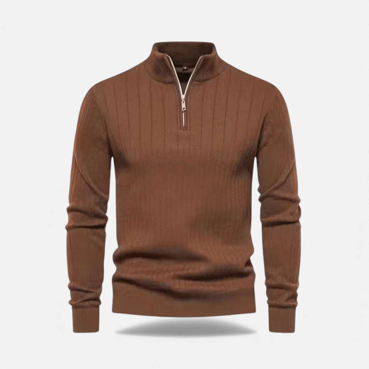 Men's Zip Up Knit Jumper Thermal Sweater Flexible Fit 7