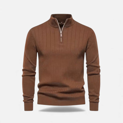 Men's Zip Up Knit Jumper Thermal Sweater Flexible Fit 7