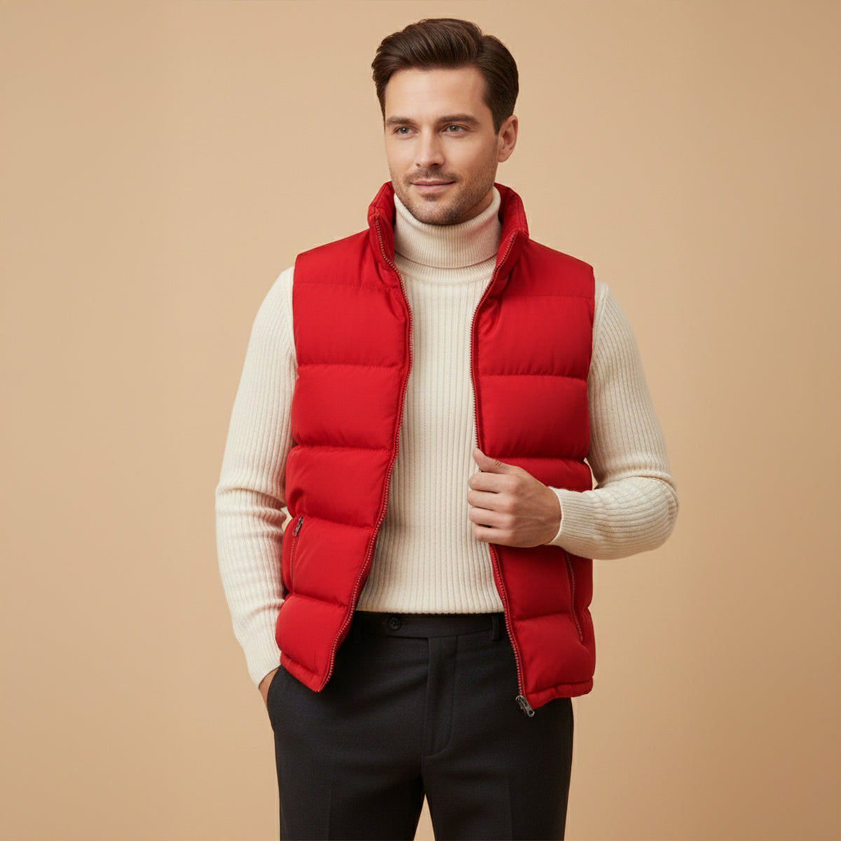 Men's Quilted Puffer Vest Slim Fit Zip Up Gilet Pockets 13