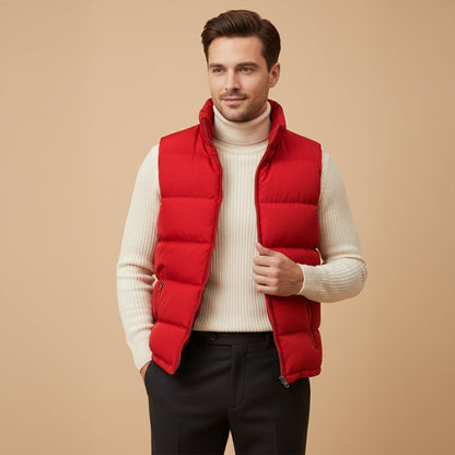 Men's Quilted Puffer Vest Slim Fit Zip Up Gilet Pockets 13