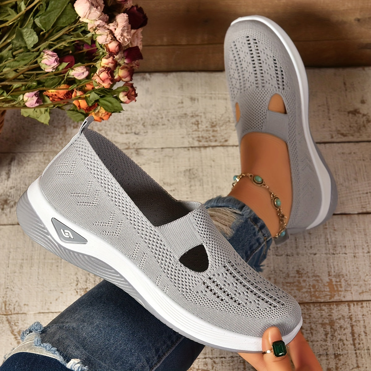 Women's Slip On Shoes Ergonomic Cushioned Comfort Trainers 16
