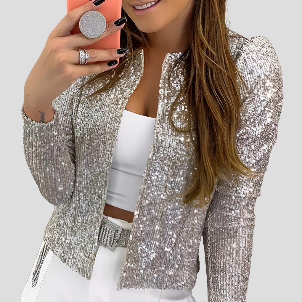Elegant Glitter Long Sleeve Cardigan Jacket 2
