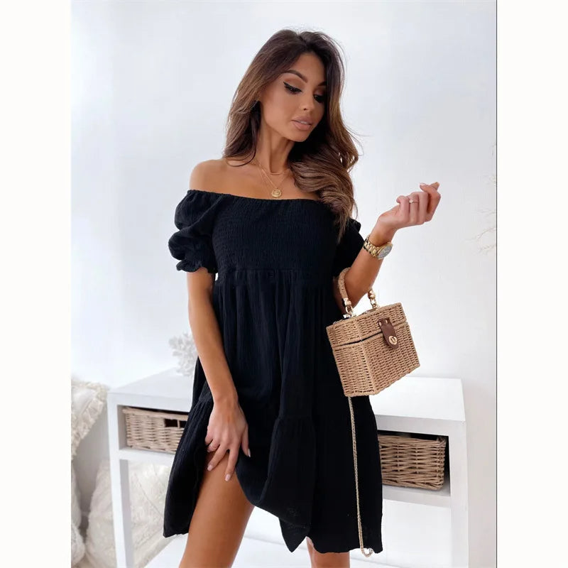 Elegant One-Shoulder Mini Dress for Summer 0