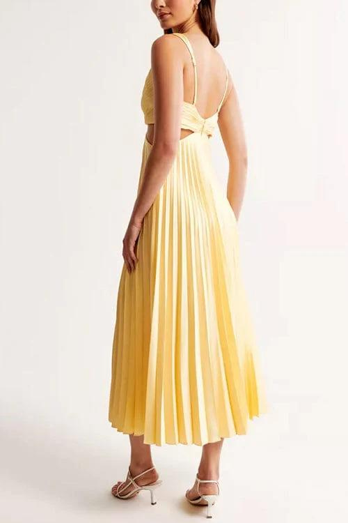 Elegant Pleated Satin Midi Dress - Lunelle 1