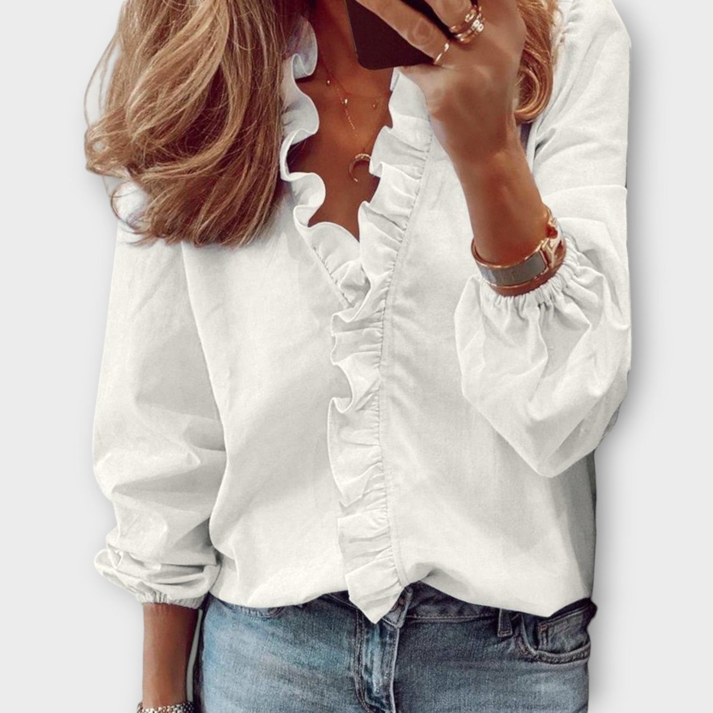 Women's Blouse | Ruffled V-Neck Design