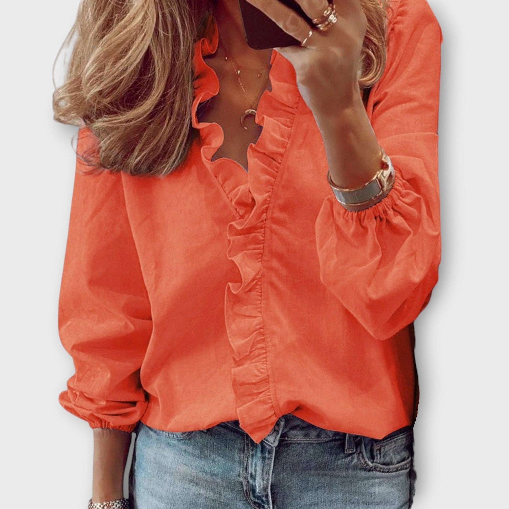 Women's Blouse | Ruffled V-Neck Design