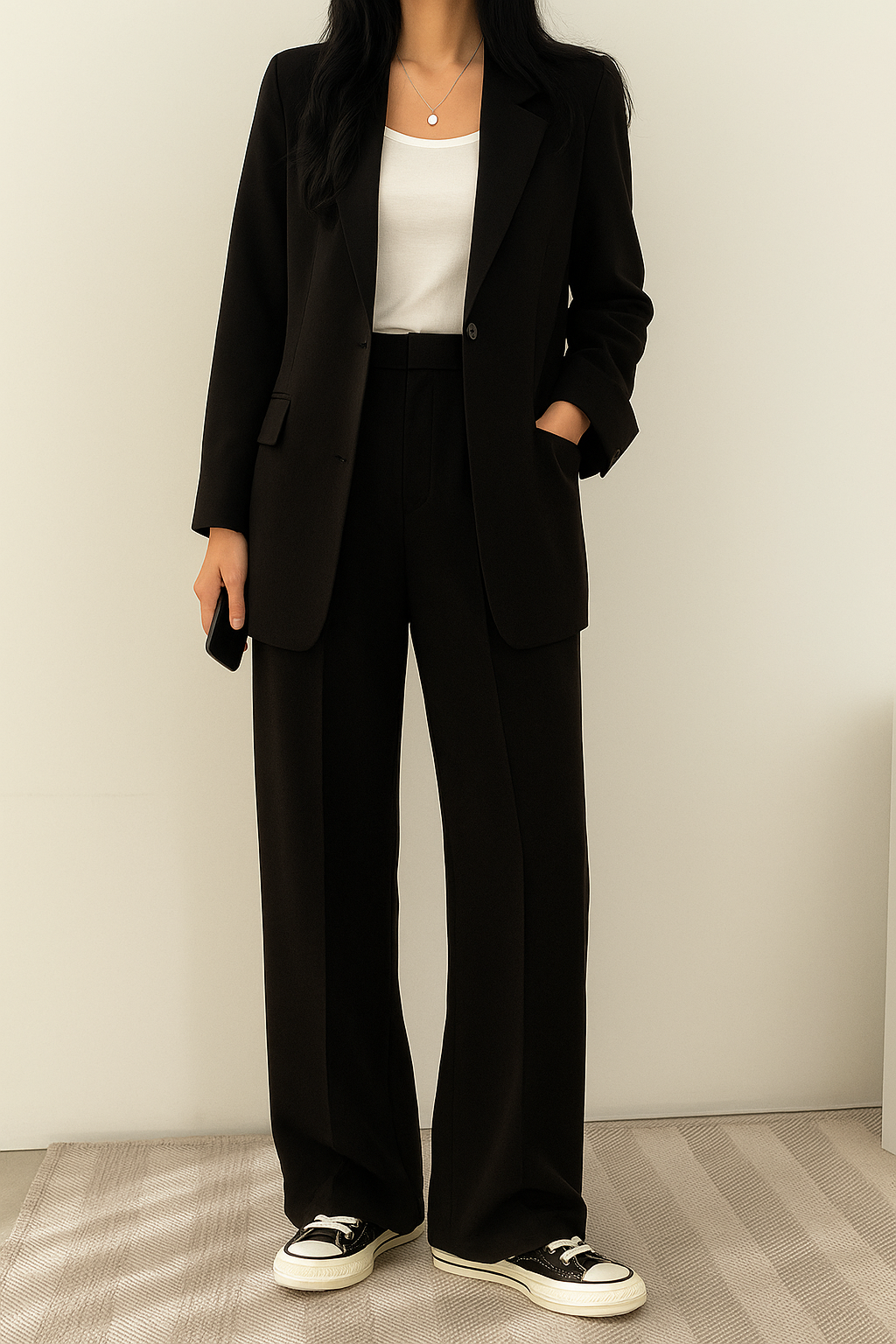 Dames 2-Delige Blazer Set – Elegante Blazer met Bijpassende Broek Khaki / S - AIDA LENA