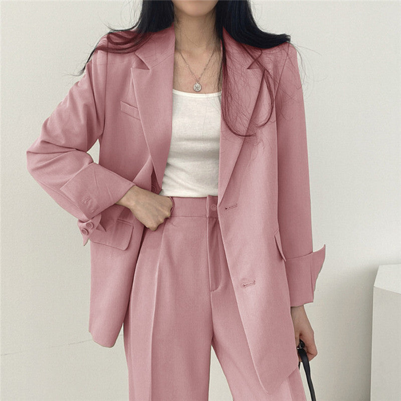 Dames 2-Delige Blazer Set – Elegante Blazer met Bijpassende Broek Khaki / S - AIDA LENA