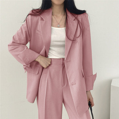 Dames 2-Delige Blazer Set – Elegante Blazer met Bijpassende Broek Khaki / S - AIDA LENA