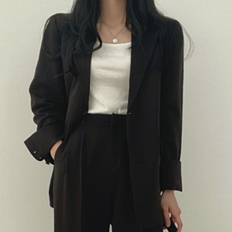 Dames 2-Delige Blazer Set – Elegante Blazer met Bijpassende Broek Khaki / S - AIDA LENA