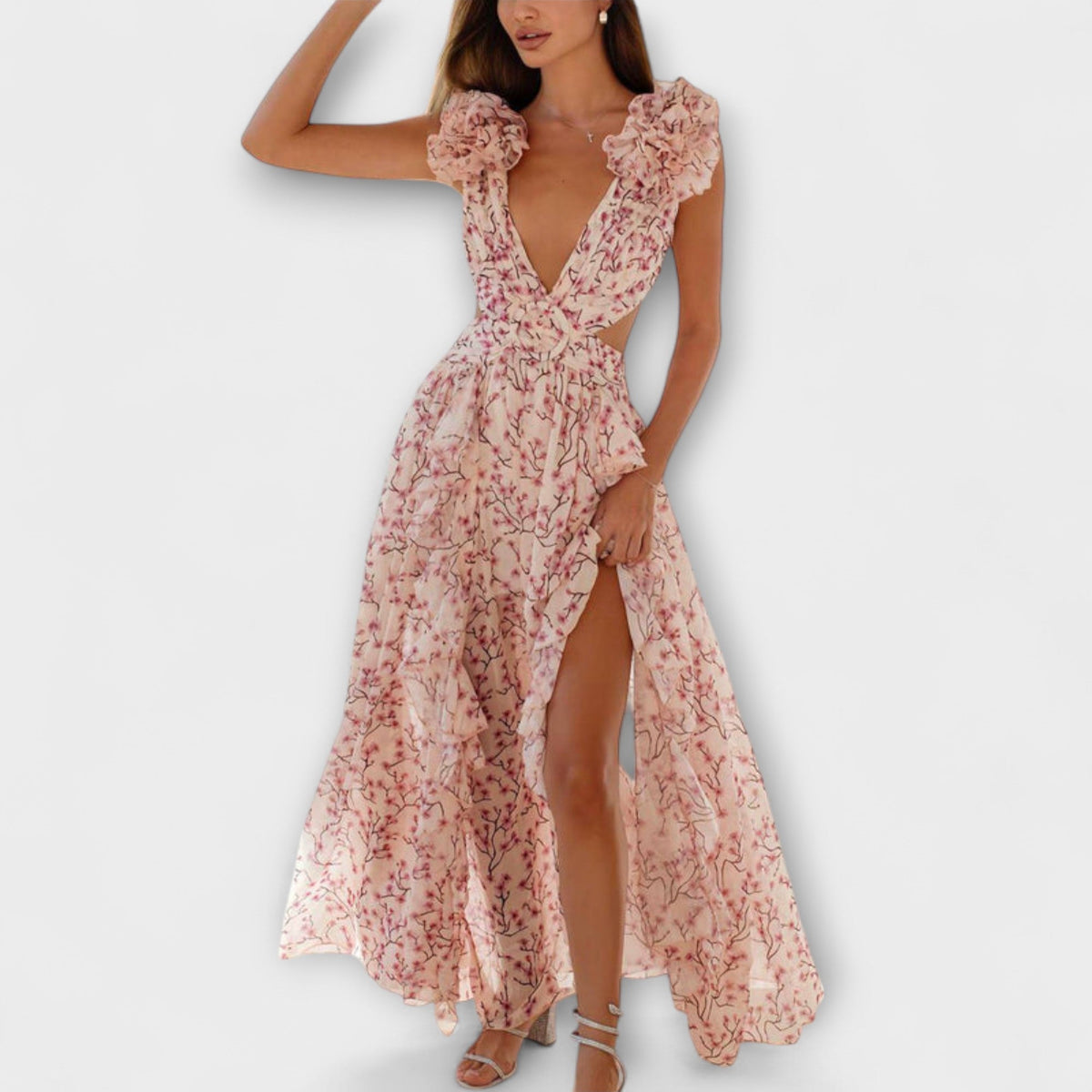 Elin - Chic Maxi Dress with Ruffled Hem for Any Occasion