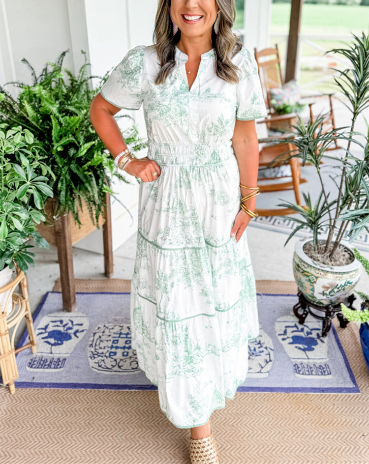 Eliza | Classic Toile Maxi Dress for Any Occasion
