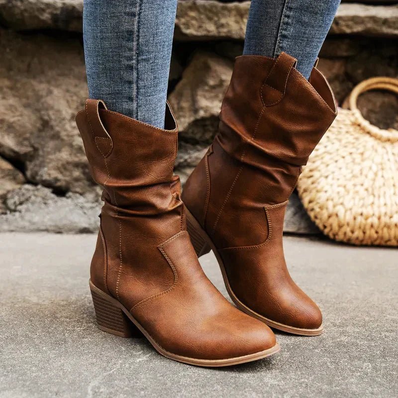 Elizabeth - Stylish Western Slouch Booties for All Occasions