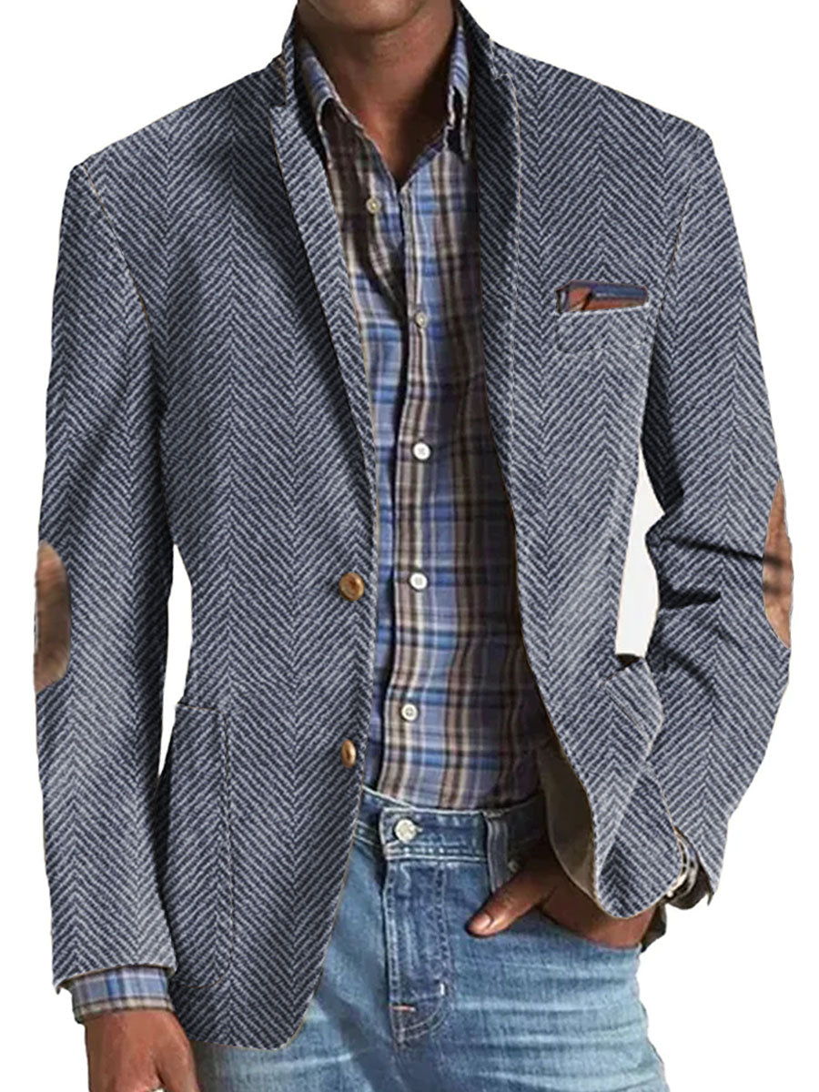 Elon - Casual Suede Blazer with Herringbone Pattern
