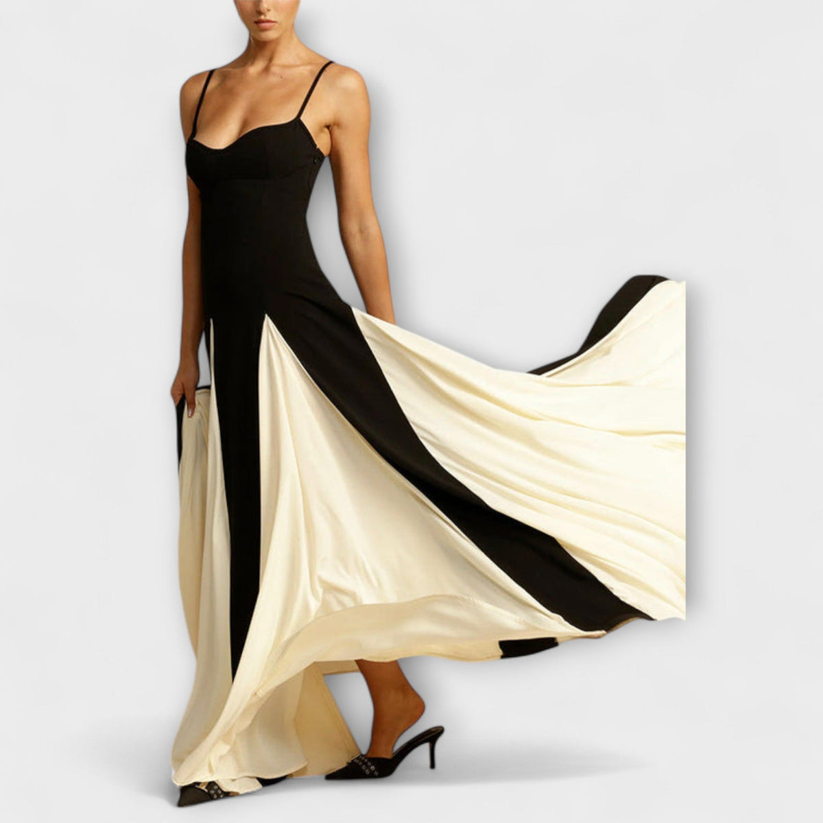 Ember - A-Line Maxi Dress with Tulle Panels for Special Occasions
