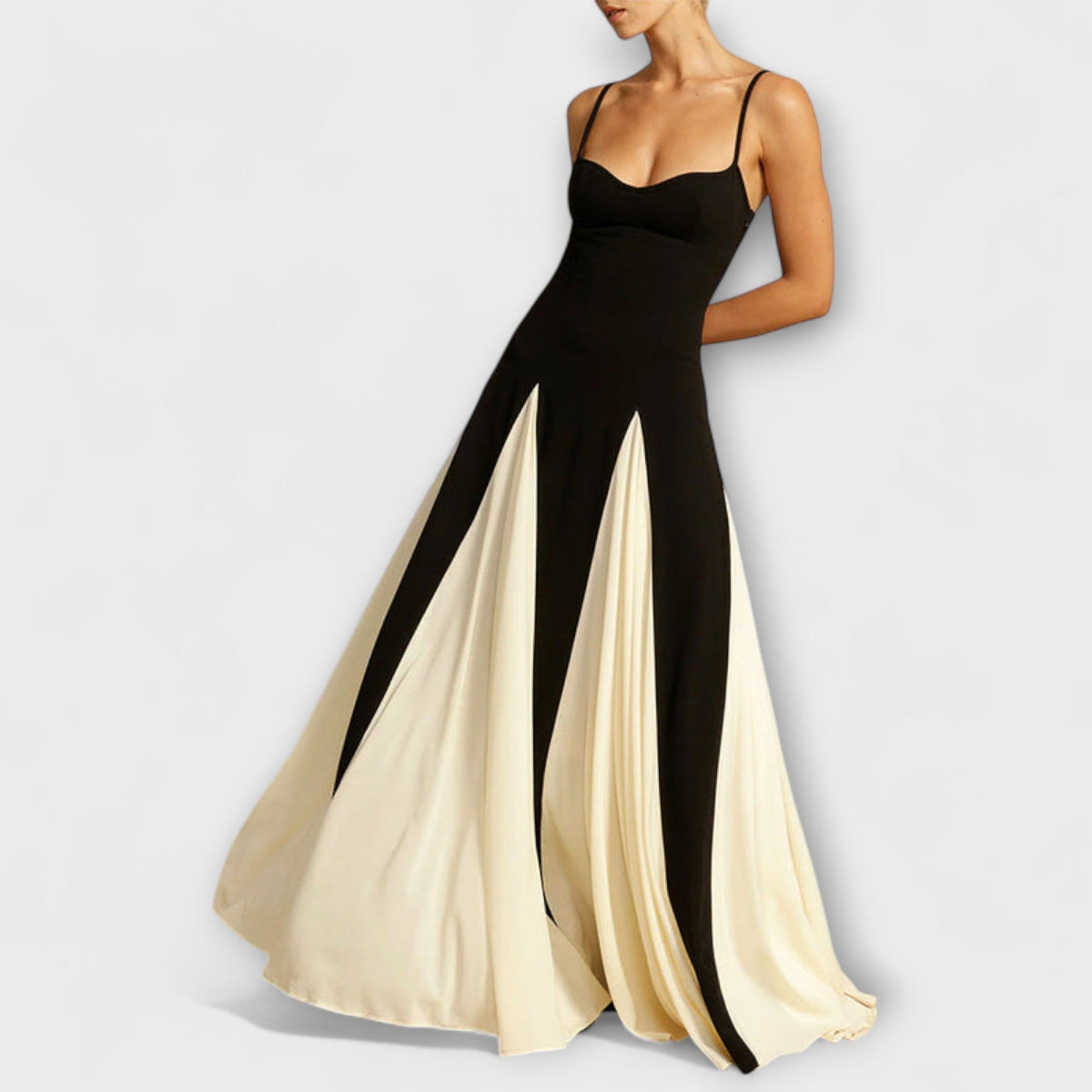 Ember - A-Line Maxi Dress with Tulle Panels for Special Occasions