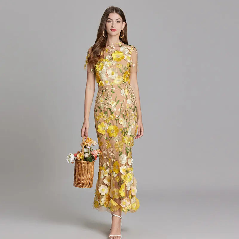 Embroidered White Maxi Dress for Women – Elegant & Flowing Design 0