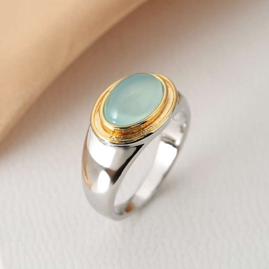 Emily - Antique Green Moonstone Statement Ring