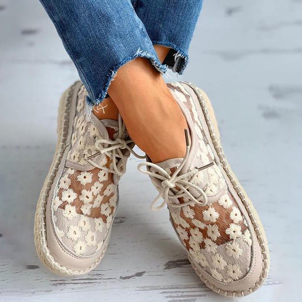 Eva - Stylish Embroidered Lace Footwear for Special Occasions