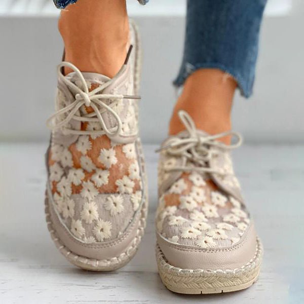 Eva - Stylish Embroidered Lace Footwear for Special Occasions