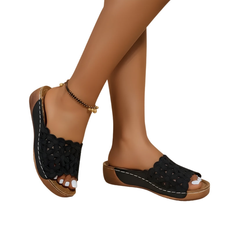 Floral Cutout Women's Platform Sandals for Summer Outings