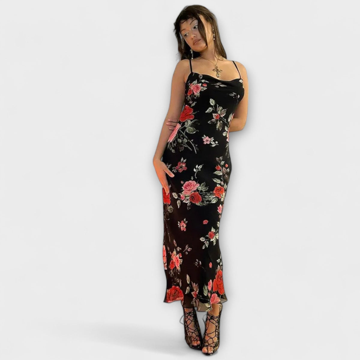 Floral Print Spaghetti Strap Dress for Parties