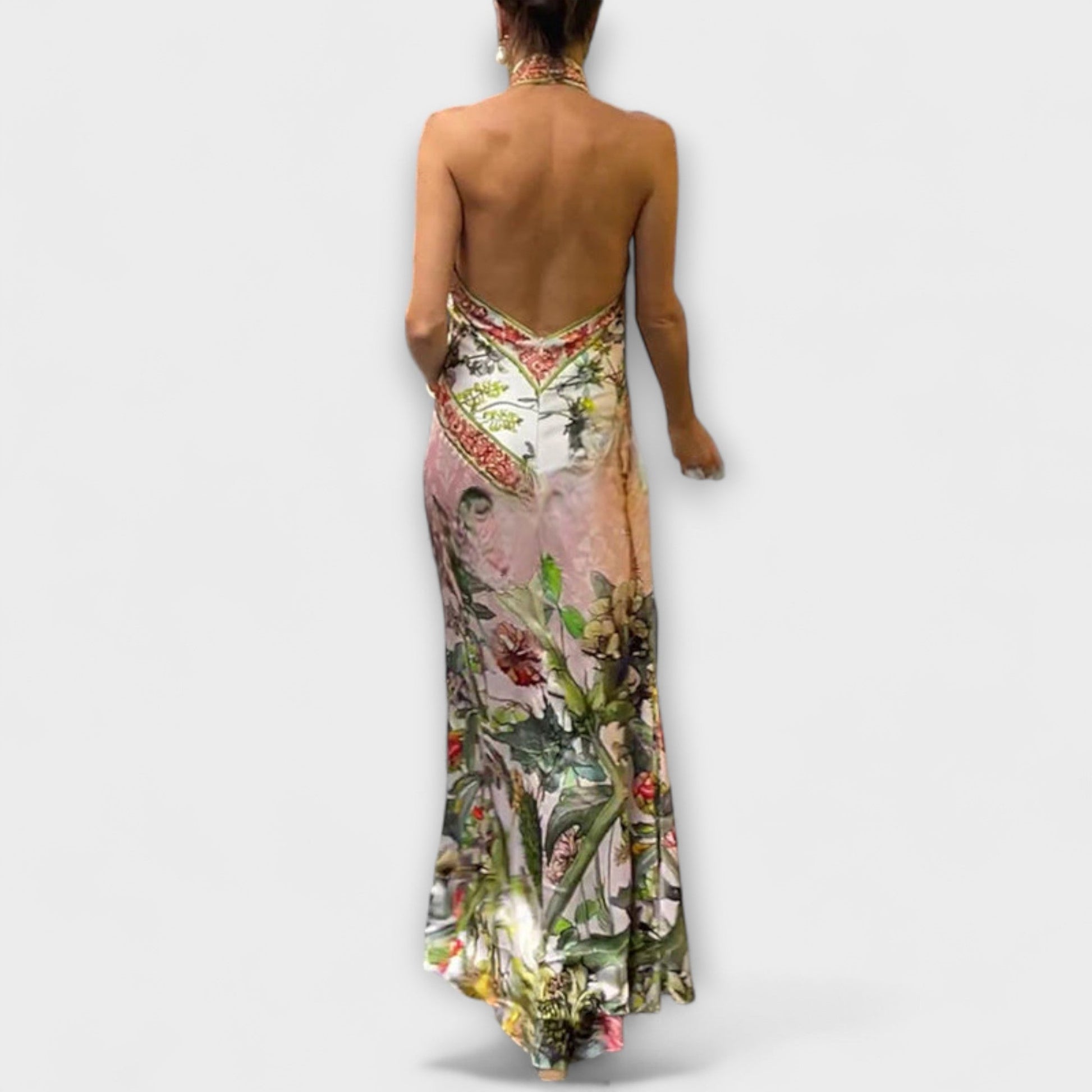 Floral Sleeveless Open Back Maxi Dress for Summer Events