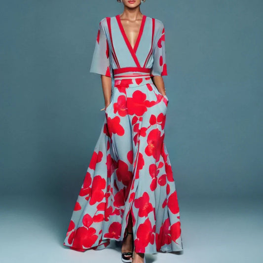 Floral Wrap Maxi Dress Women's | Bold Print & Flowing Silhouette
