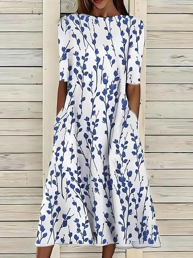 Floral A-Line Midi Dress for Women – Effortless Elegance & Comfort 0