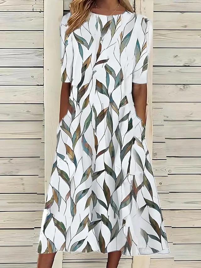 Floral A-Line Midi Dress for Women – Effortless Elegance & Comfort 1