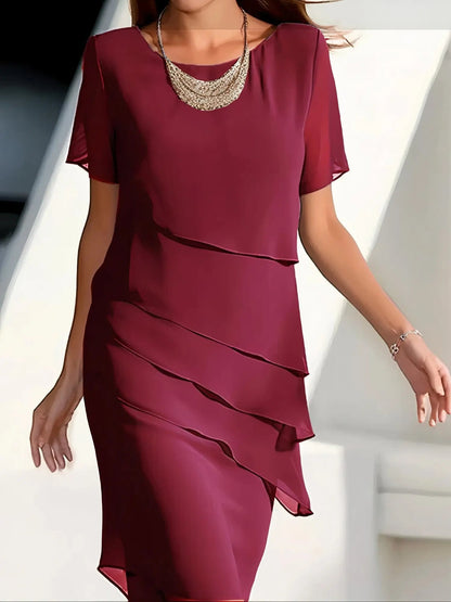 Flowing Tiered Chiffon Dress for Women – Elegant Wedding Guest & Summer Style 0