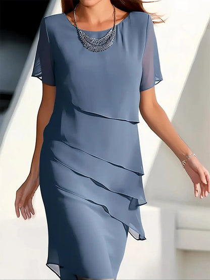 Flowing Tiered Chiffon Dress for Women – Elegant Wedding Guest & Summer Style 1