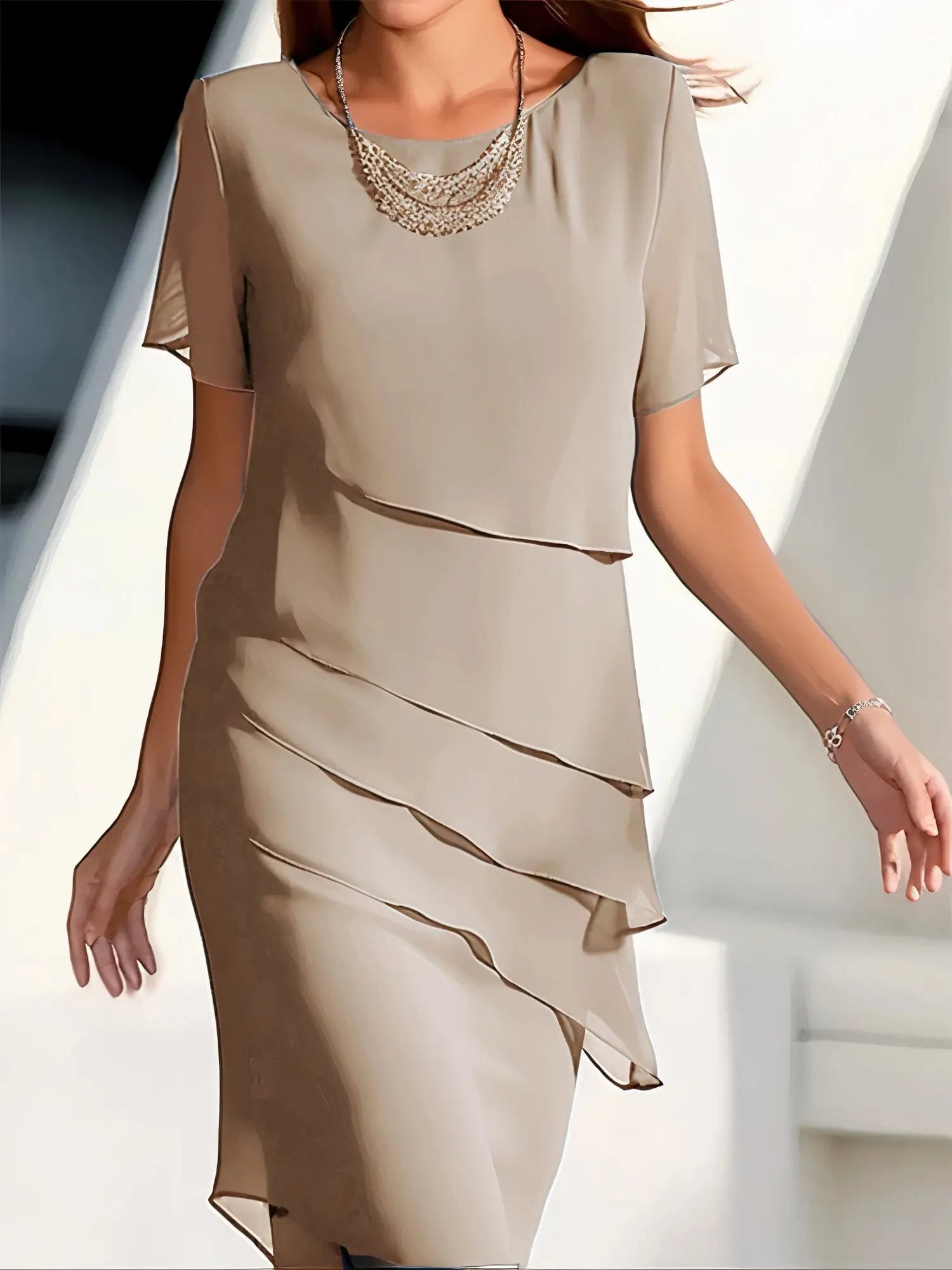 Flowing Tiered Chiffon Dress for Women – Elegant Wedding Guest & Summer Style 3