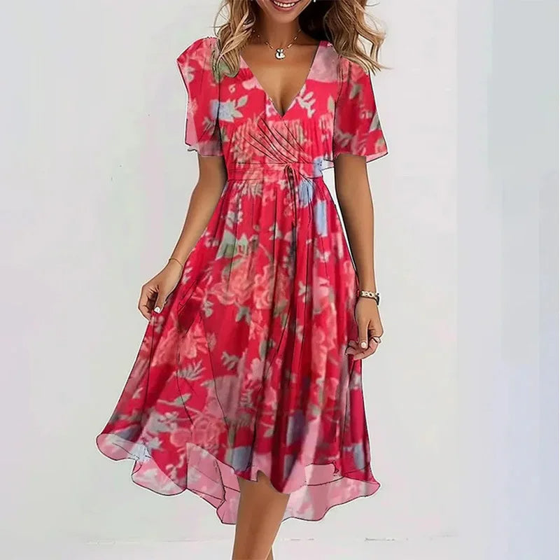 Flowy Floral Summer Dress (Knee-Length) 0