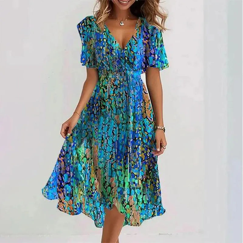 Flowy Floral Summer Dress (Knee-Length) 1