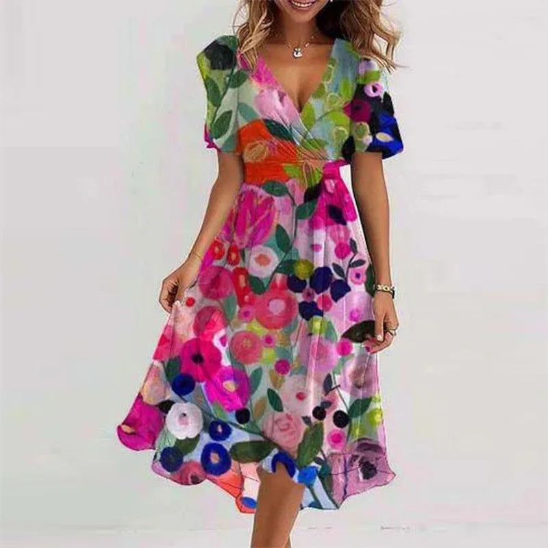 Flowy Floral Summer Dress (Knee-Length) 2