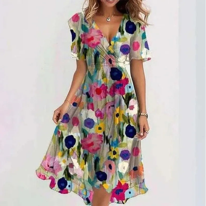 Flowy Floral Summer Dress (Knee-Length) 3