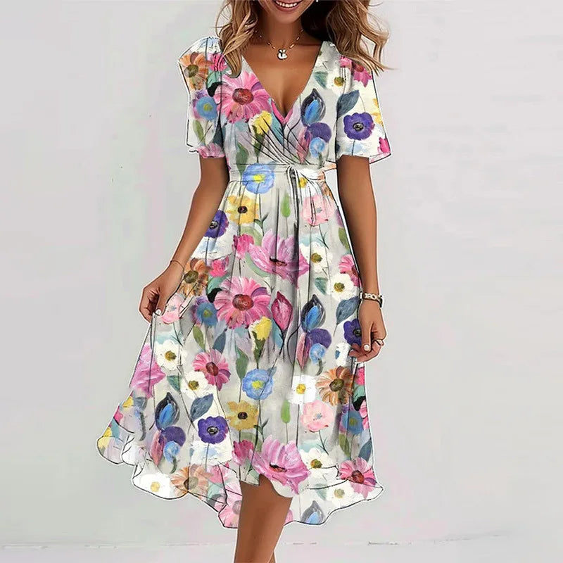 Flowy Floral Summer Dress (Knee-Length) 4