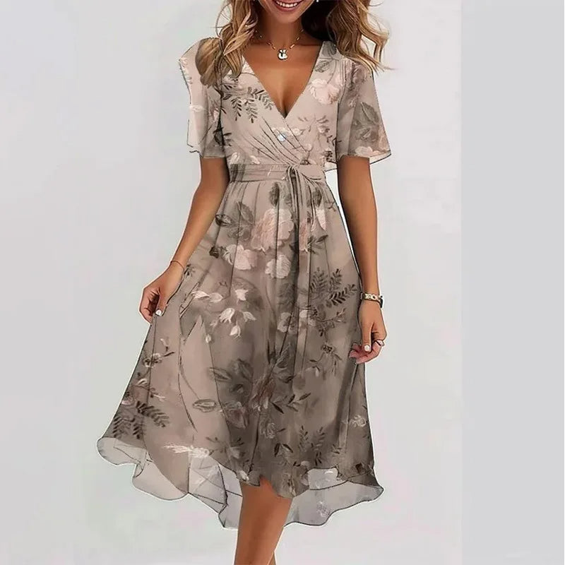 Flowy Floral Summer Dress (Knee-Length) 6