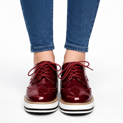 Women's Platform Oxfords Lace Up Chunky Sole Shoes 2