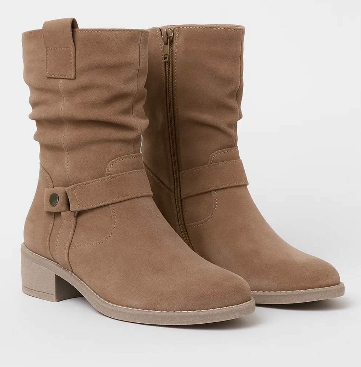 Women's Low Heel Ankle Boots Side Zip Booties Minimalist Design 8