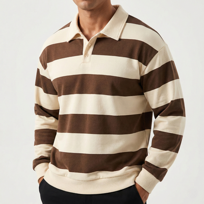 Men's Rugby Shirt | Classic Stripe & Ribbed Trim 5