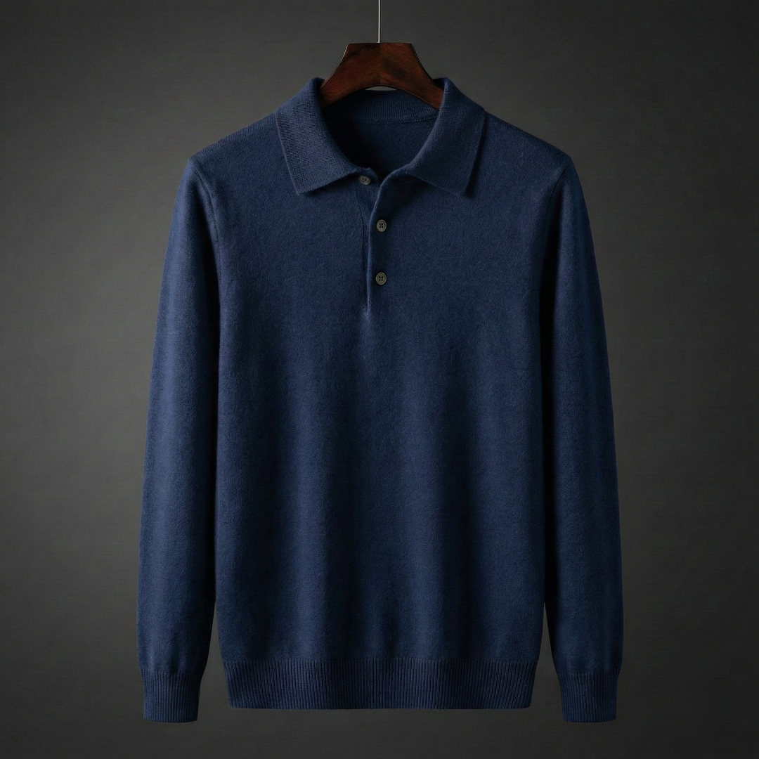 Men's Polo Sweater | Tailored Collar & Ribbed Trims 9