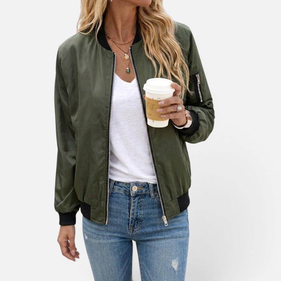 Women's Bomber Jacket | Zip Front & Lightweight 1