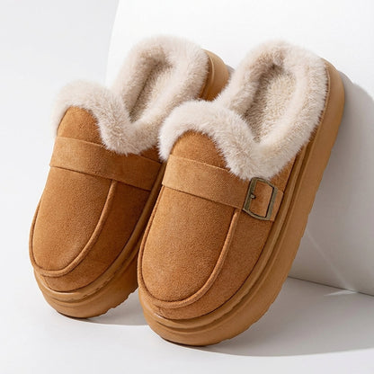 Women's Fur Slippers Cushioned Sole Slip On Warm Shoes 1