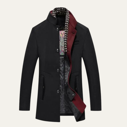 Men's Smart Casual Wool Trench Coat with Stand Collar