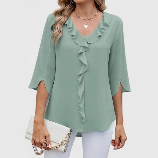 Women's Blouse | Ruffle V Neck Split Sleeve