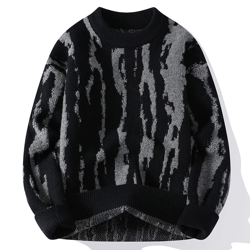 Men's Knit Sweater | Dune Pattern & Ribbed Crewneck 4