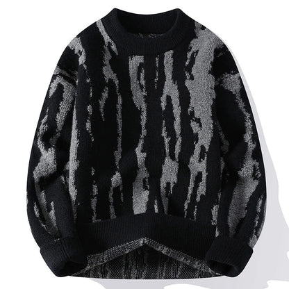 Men's Knit Sweater | Dune Pattern & Ribbed Crewneck 4