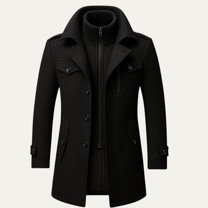Men's Slim Fit Winter Coat Double Layered Warm Overcoat 1